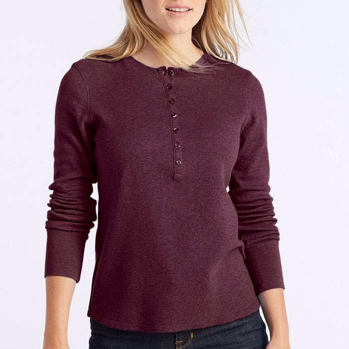 L.L. Bean Waffle-Knit Henley