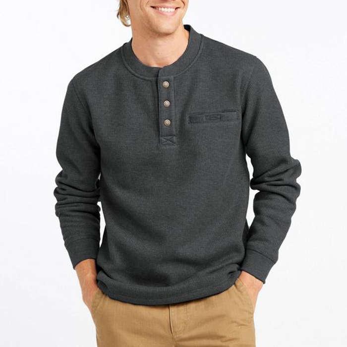 L.L.Bean Katahdin Iron Works Bonded Waffle Fleece Henley