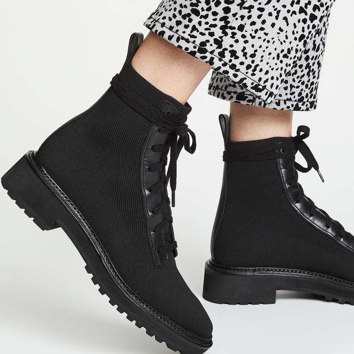 Loeffler Randall Brady Stretch Knit Combat Boot