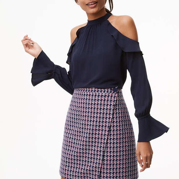 Loft Cold Shoulder Ruffle Blouse