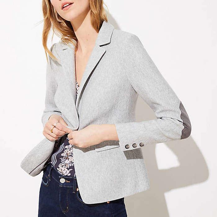 Loft Herringbone Knit Modern Blazer