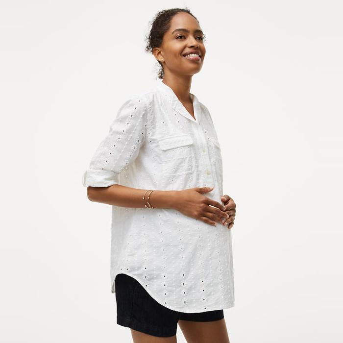 Loft Maternity Eyelet Utility Blouse