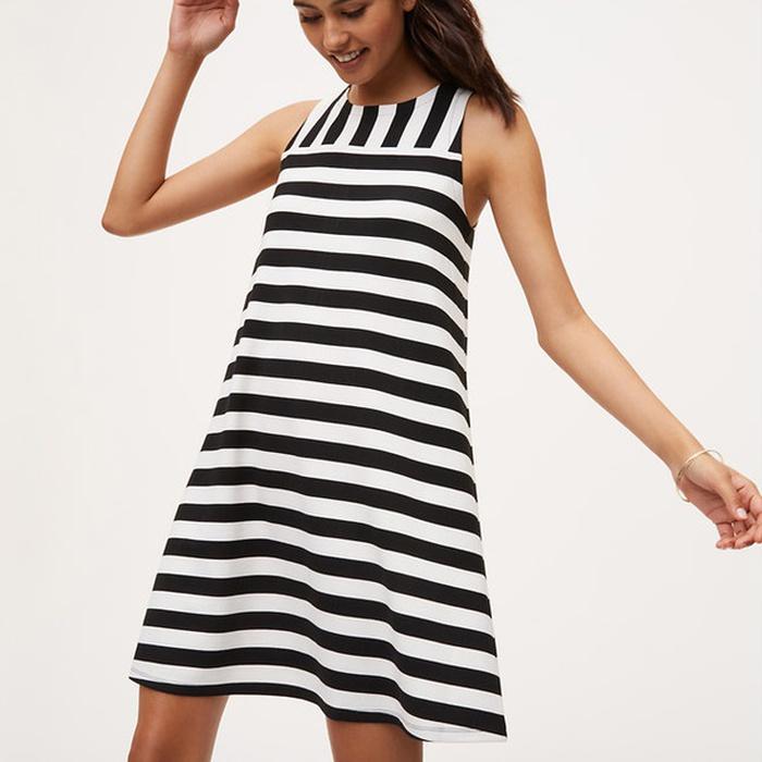 Loft Mixed Stripe Sleeveless Swing Dress