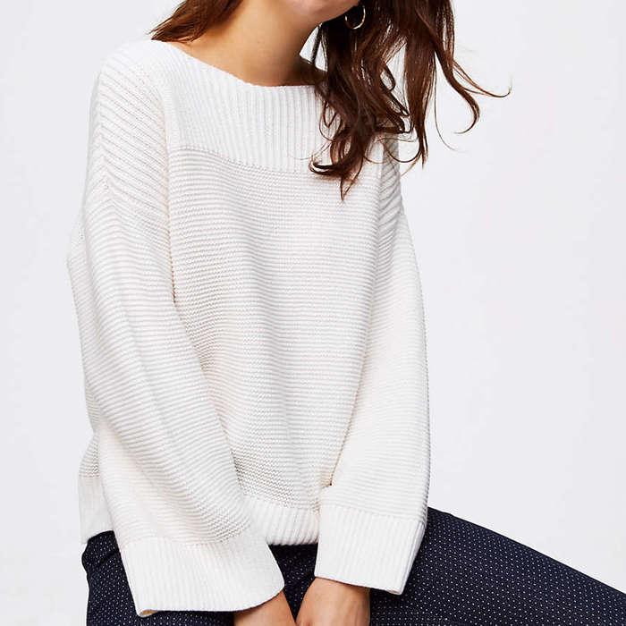 Loft Ribbed Boatneck Sweater