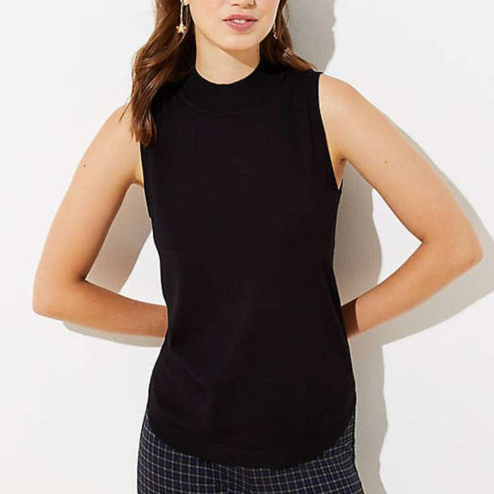 Loft Sleeveless Mock Neck Sweater