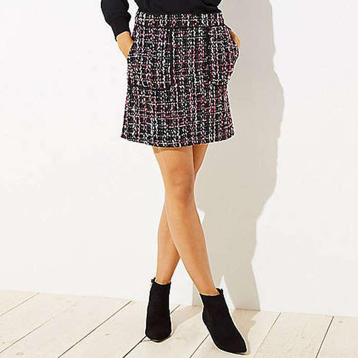 Loft Tweed Pocket Shift Skirt