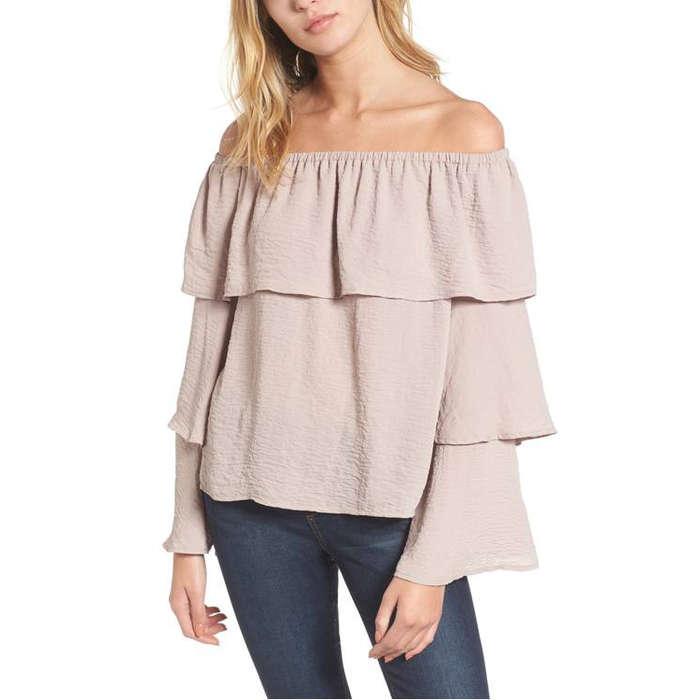 Love, Fire Tiered Ruffle Sleeve Blouse