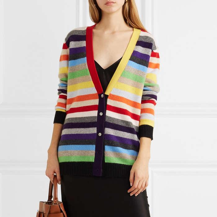 Madeline Thompson Rimini Striped Cashmere Cardigan