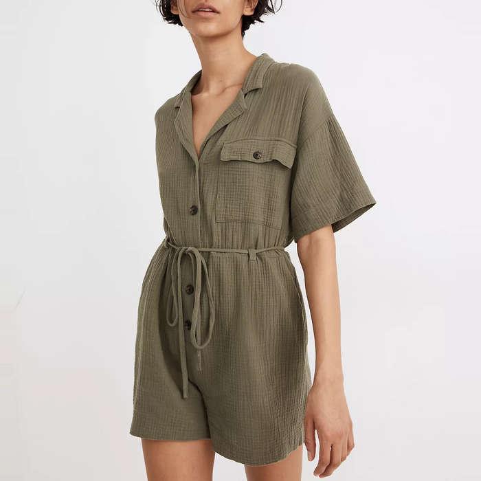 Madewell Lightspun Belted Safari Romper