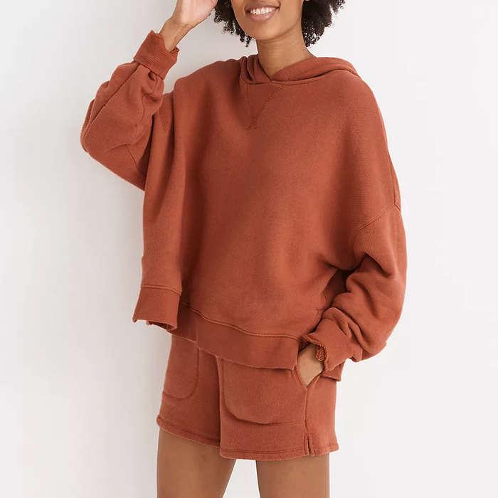 Madewell MWL Airyterry Hoodie Sweatshirt And Airyterry Stitched-Pocket Sweatshorts