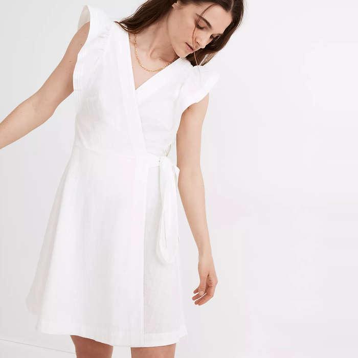 Madewell Ruffle-Sleeve Wrap Mini Dress