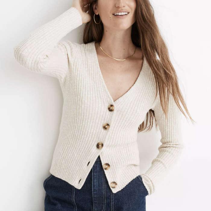 Madewell Shrunken Ribbed Cardigan Sweater