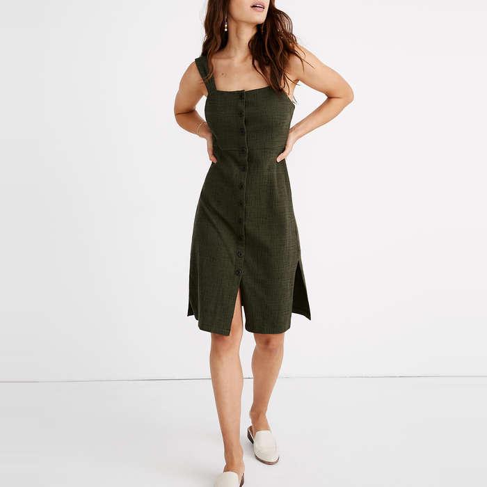 Madewell Texture & Thread Button-Front Tank Dress