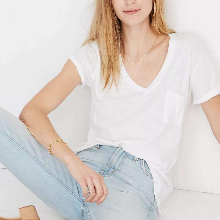 Madewell Whisper Cotton V-Neck Pocket Tee