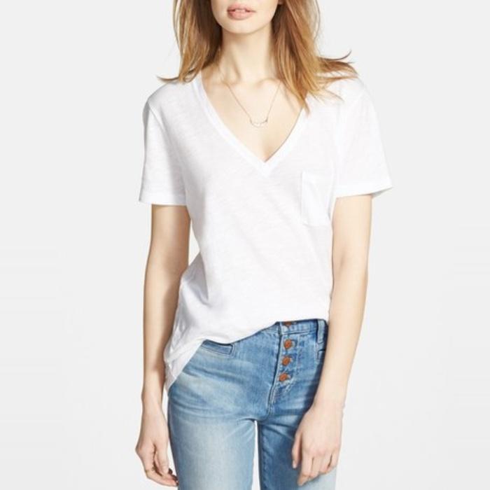 Madewell Whisper Cotton V-Neck Pocket Tee