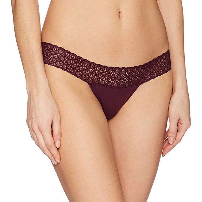 Mae Lace Waistband Cotton Thong Panty