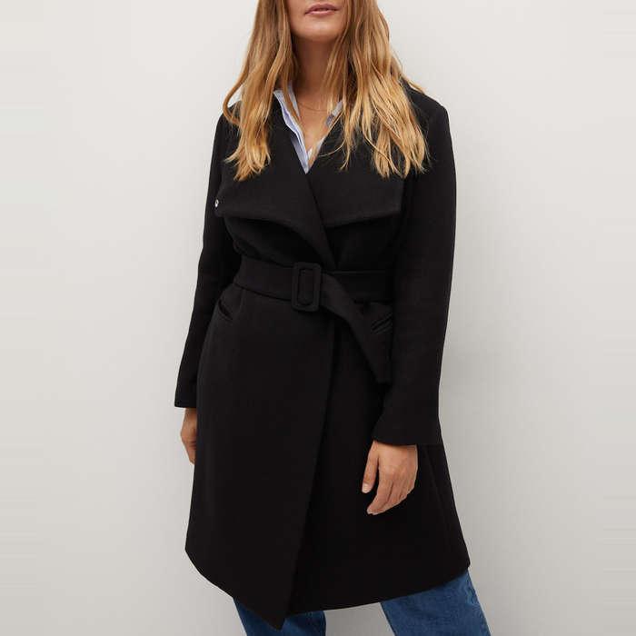 Mango Asymmetric Wool-Blend Coat