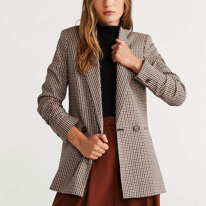 Mango Check Structured Blazer