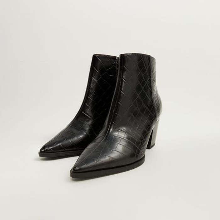 Mango Croc-Effect Ankle Boots