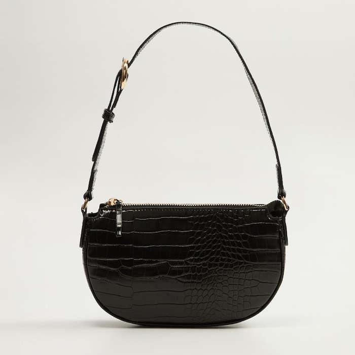 Mango Croc-Effect Baguette Bag