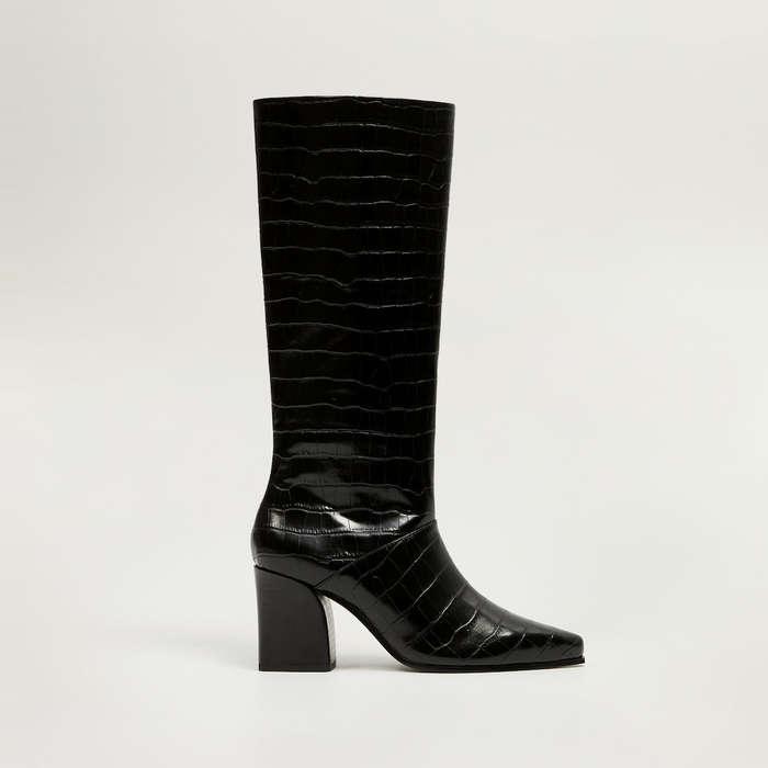 Mango Croc-Effect Boots