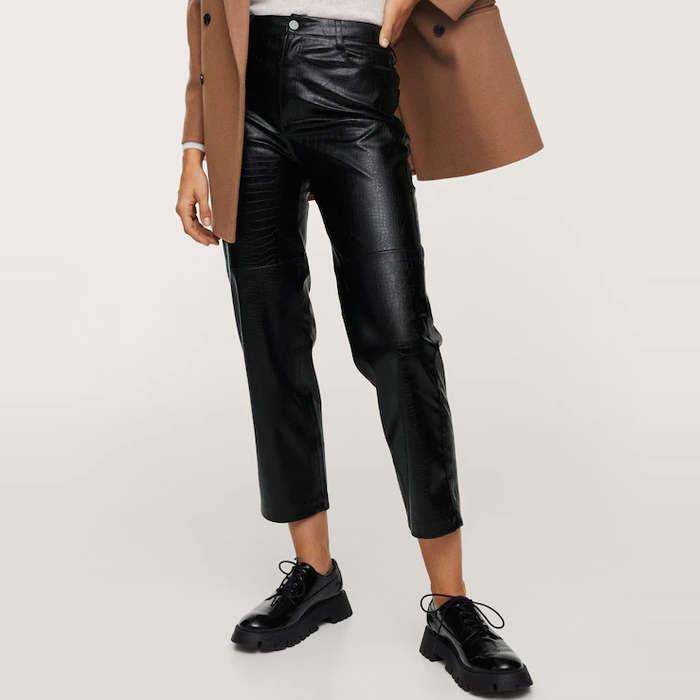 Mango Crocodile Faux-Leather Pants