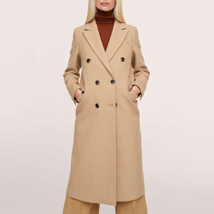 Mango Double-Breasted Wool Coat