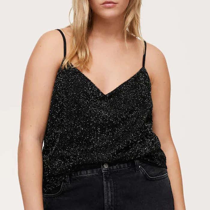 Mango Glossed-Effect top