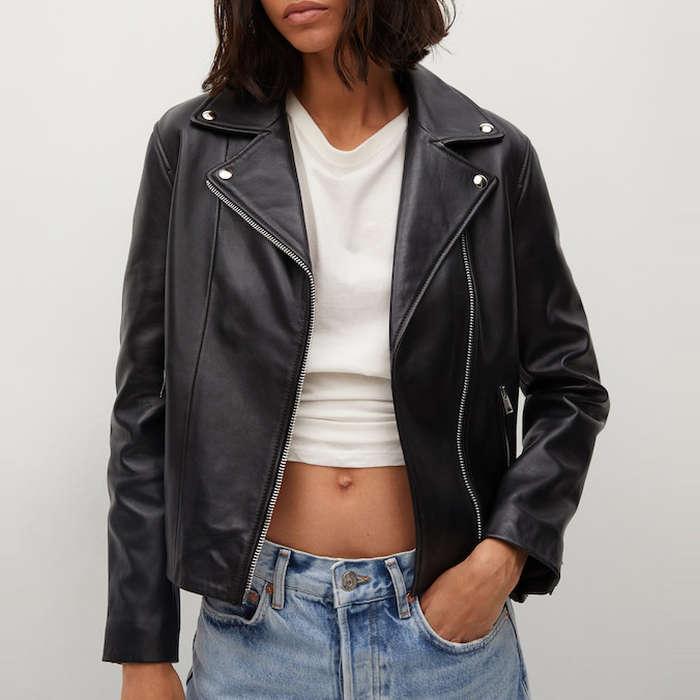 Mango Leather Biker Jacket