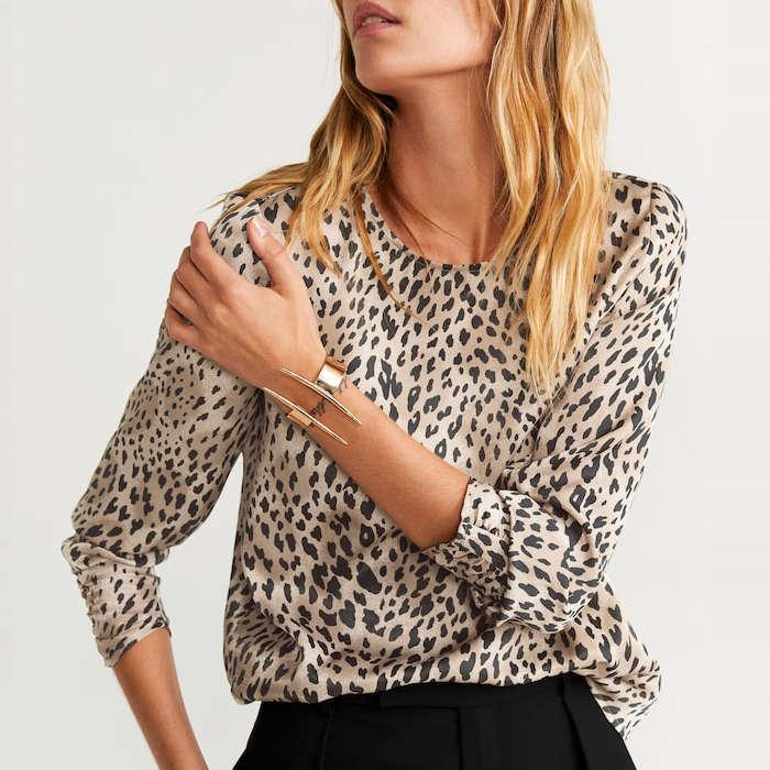 Mango Leopard Print Blouse