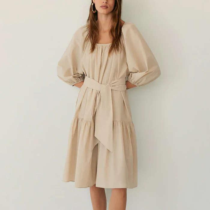 Mango Puffed Sleeves Dress