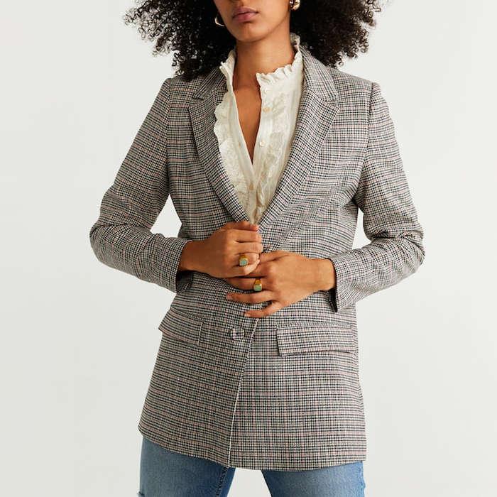 Mango Structured Suit Blazer In Plaid