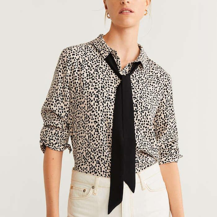 Mango Tie-Neck Blouse