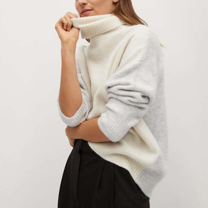 Mango Turtle Neck Oversize Sweater