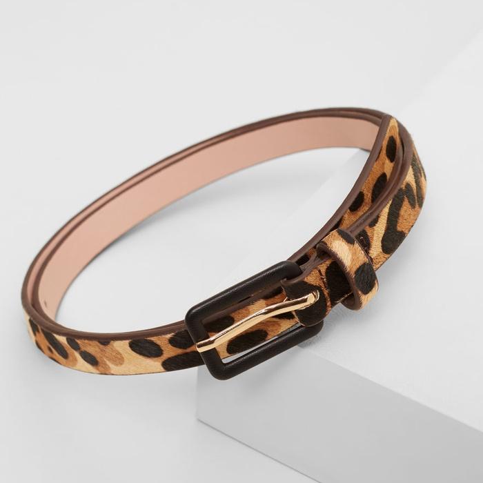 Mango Women's Leopard-Print Leather Belt