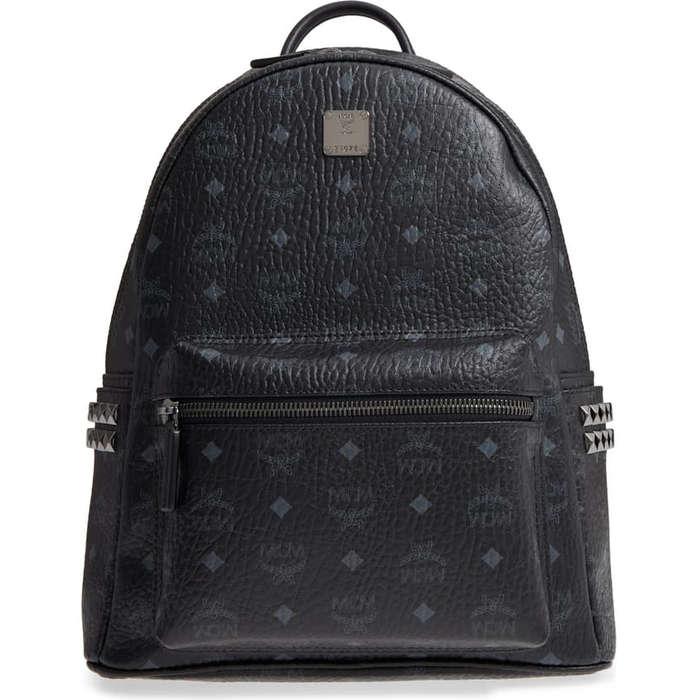 MCM Stark Side Stud Coated Canvas Backpack