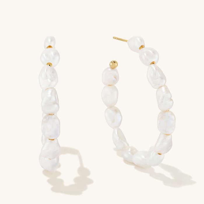 Mejuri Bold Pearl Hoop Earrings