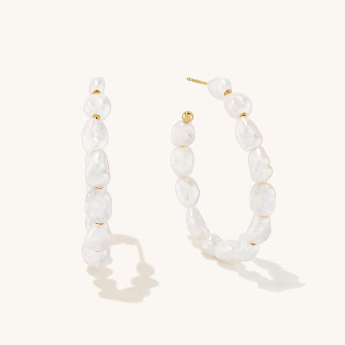 Mejuri Bold Pearl Hoop Earrings