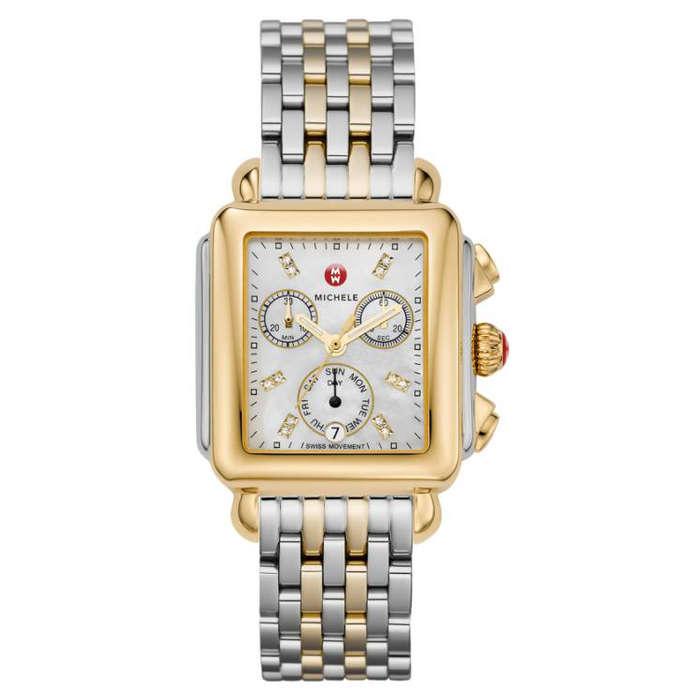 Michele Deco Diamond Dial Two-Tone Watch Head