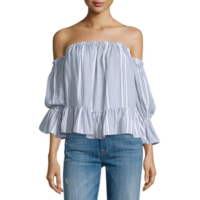 Misa Los Angeles Brigit Off-The-Shoulder Striped Top