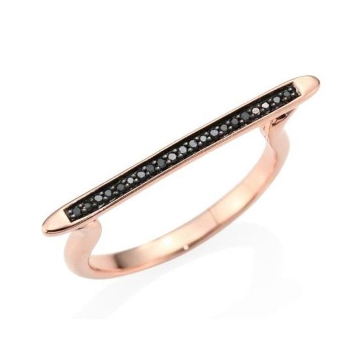 Monica Vinader Steller Skinny Black Diamond Stacking Ring