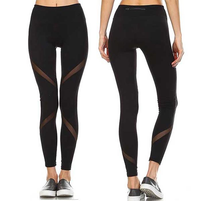 Mono B Performance Activewear Leggings with Mesh Panels