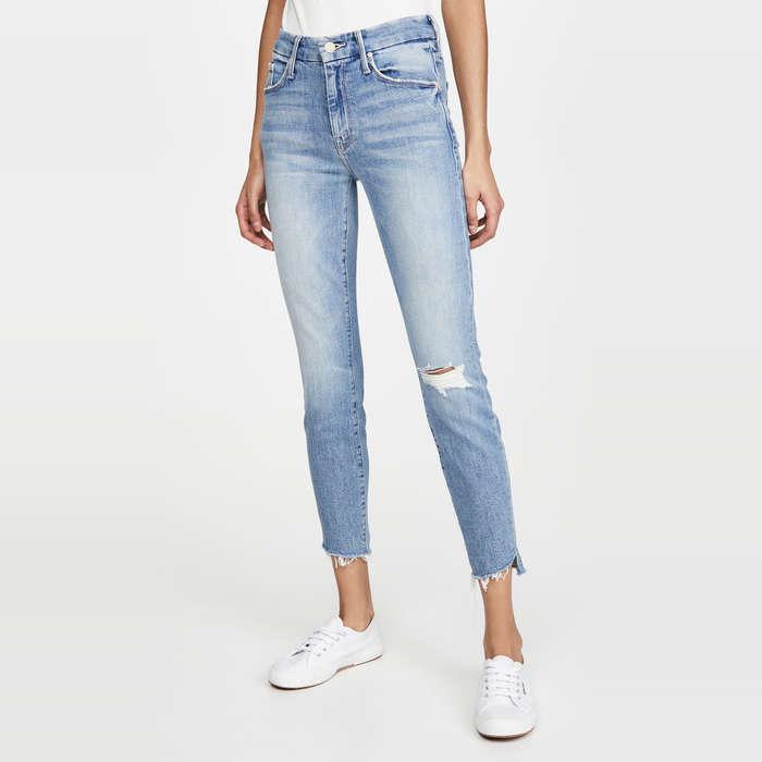 Mother The Looker Frayed Ankle Skinny Jeans