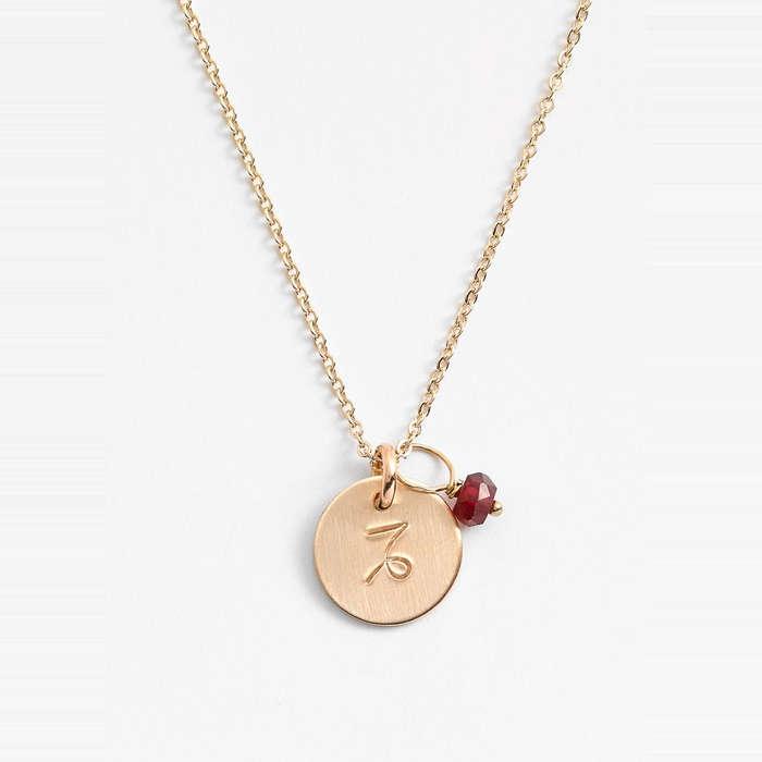 Nashelle 14k-Gold Fill & Semiprecious Birthstone Zodiac Mini Disc Necklace