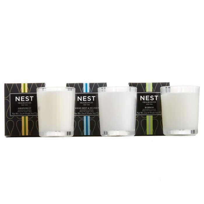 Nest Fragrances Grapefruit, Ocean Mist & Sea Salt And Bamboo Votive Candle Trio