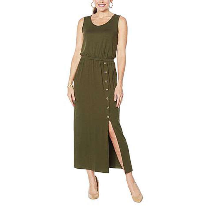 Nina Leonard Sleeveless Maxi Dress With Elastic Waist