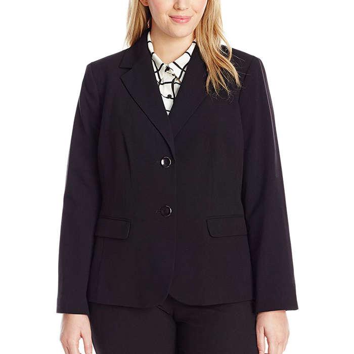 Nine West Plus Size Crepe Two-Button Jacket