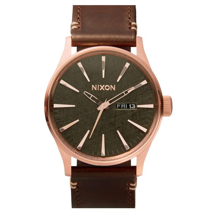 Nixon The Sentry Leather Strap Watch