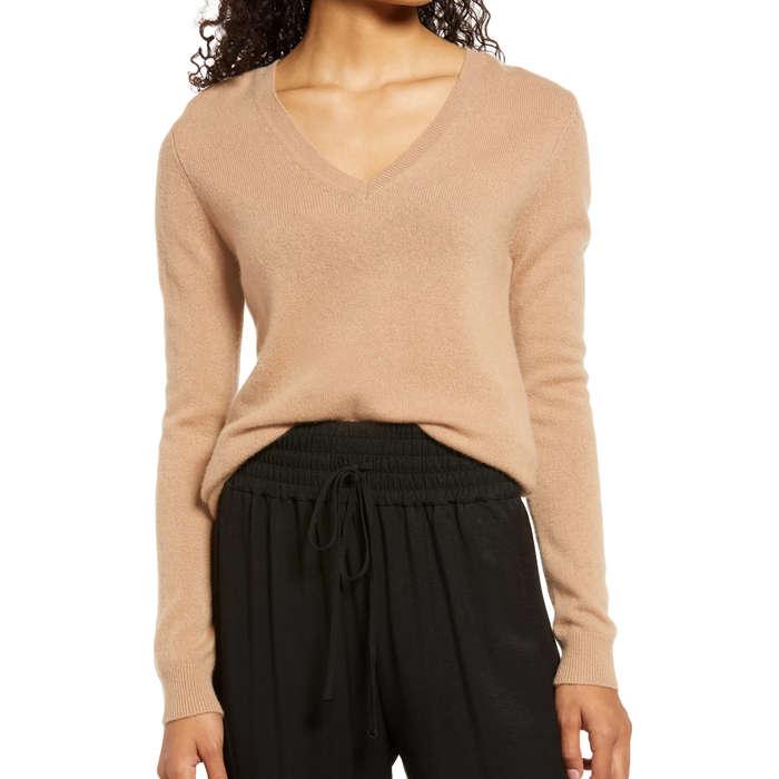 Nordstrom Cashmere Essential V-Neck Sweater