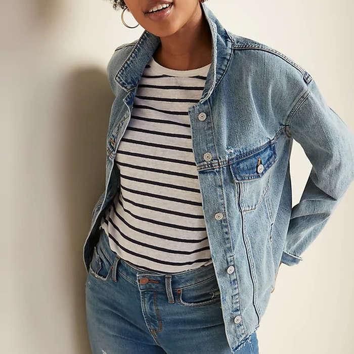 Old Navy Distressed Raw-Hem Boyfriend Jean Jacket